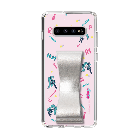 Slim Protection Case - STAND & RING RIBBON Silver［ HATSUNE MIKU - Ribbon - Instrumental - Pink ］