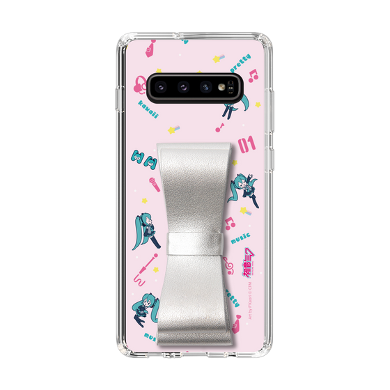 Slim Protection Case - STAND & RING RIBBON Silver［ HATSUNE MIKU - Ribbon - Instrumental - Pink ］