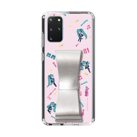 Slim Protection Case - STAND & RING RIBBON Silver［ HATSUNE MIKU - Ribbon - Instrumental - Pink ］