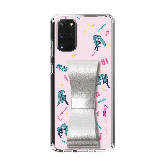Slim Protection Case - STAND & RING RIBBON Silver［ HATSUNE MIKU - Ribbon - Instrumental - Pink ］