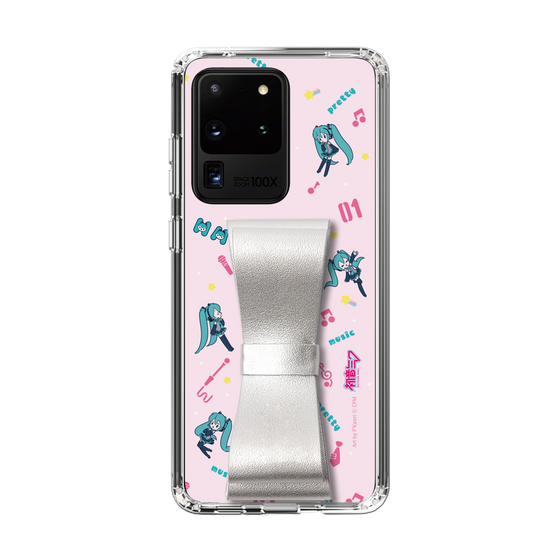 Slim Protection Case - STAND & RING RIBBON Silver［ HATSUNE MIKU - Ribbon - Instrumental - Pink ］