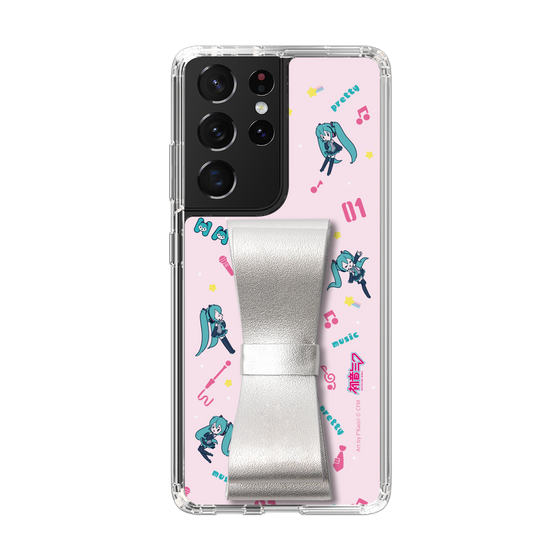 Slim Protection Case - STAND & RING RIBBON Silver［ HATSUNE MIKU - Ribbon - Instrumental - Pink ］