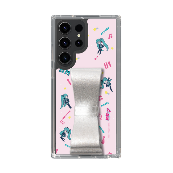 Slim Protection Case - STAND & RING RIBBON Silver［ HATSUNE MIKU - Ribbon - Instrumental - Pink ］
