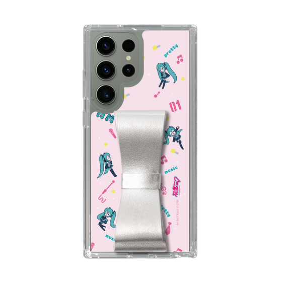 Slim Protection Case - STAND & RING RIBBON Silver［ HATSUNE MIKU - Ribbon - Instrumental - Pink ］