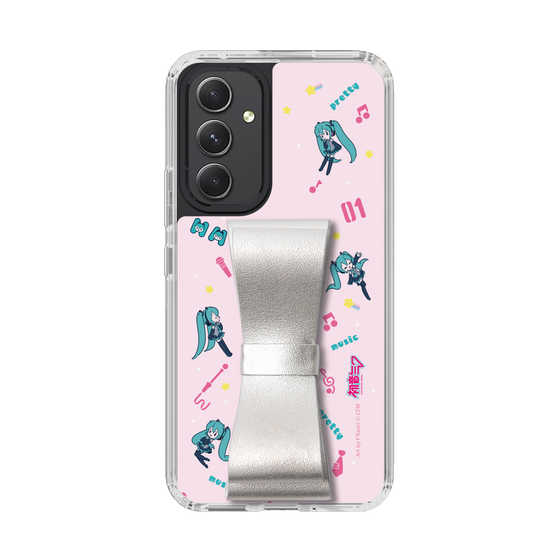 Slim Protection Case - STAND & RING RIBBON Silver［ HATSUNE MIKU - Ribbon - Instrumental - Pink ］