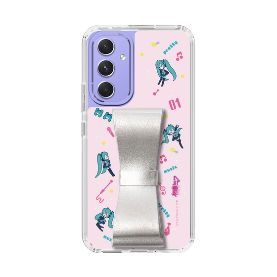 Slim Protection Case - STAND & RING RIBBON Silver［ HATSUNE MIKU - Ribbon - Instrumental - Pink ］