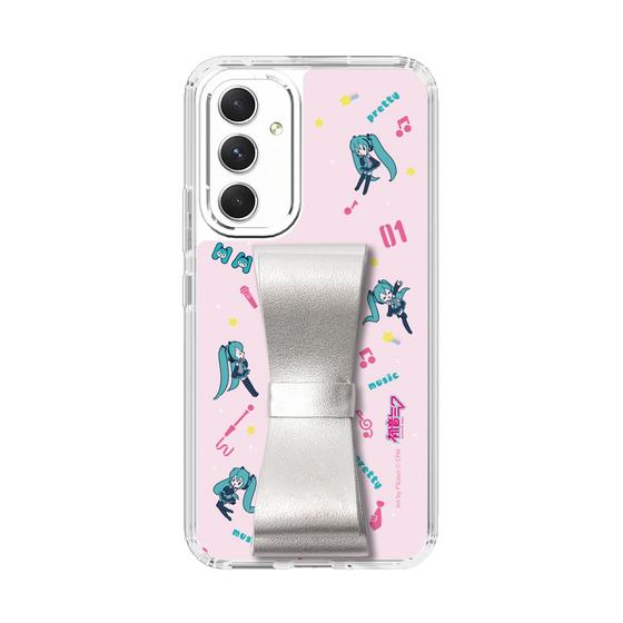 Slim Protection Case - STAND & RING RIBBON Silver［ HATSUNE MIKU - Ribbon - Instrumental - Pink ］