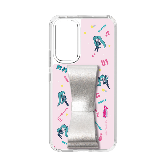 Slim Protection Case - STAND & RING RIBBON Silver［ HATSUNE MIKU - Ribbon - Instrumental - Pink ］