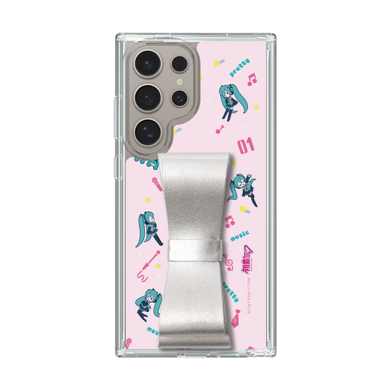Slim Protection Case - STAND & RING RIBBON Silver［ HATSUNE MIKU - Ribbon - Instrumental - Pink ］