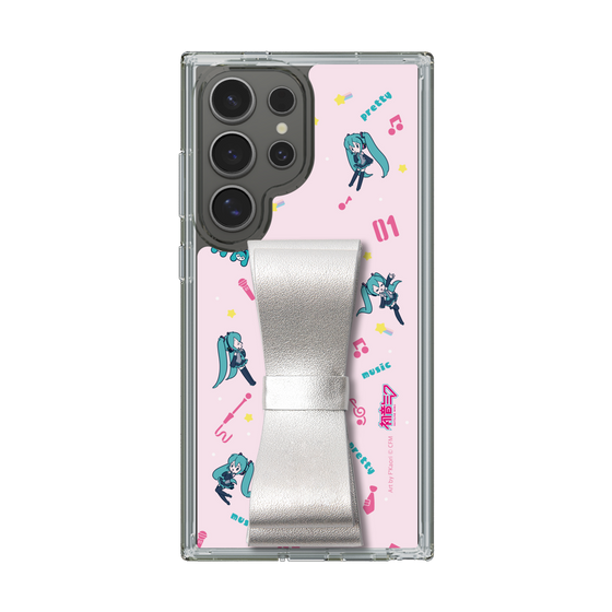 Slim Protection Case - STAND & RING RIBBON Silver［ HATSUNE MIKU - Ribbon - Instrumental - Pink ］