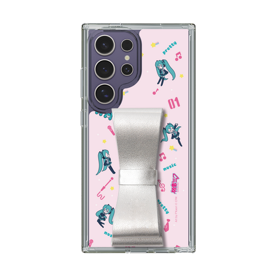 Slim Protection Case - STAND & RING RIBBON Silver［ HATSUNE MIKU - Ribbon - Instrumental - Pink ］