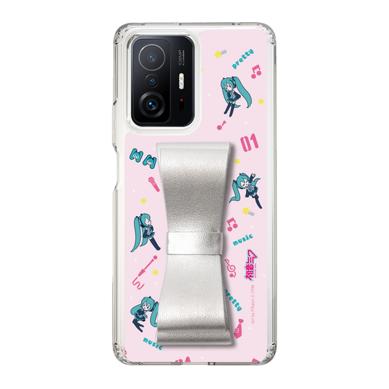 Slim Protection Case - STAND & RING RIBBON Silver［ HATSUNE MIKU - Ribbon - Instrumental - Pink ］