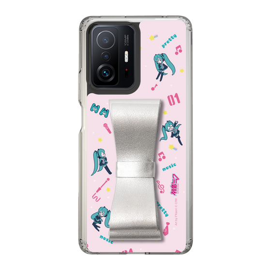 Slim Protection Case - STAND & RING RIBBON Silver［ HATSUNE MIKU - Ribbon - Instrumental - Pink ］