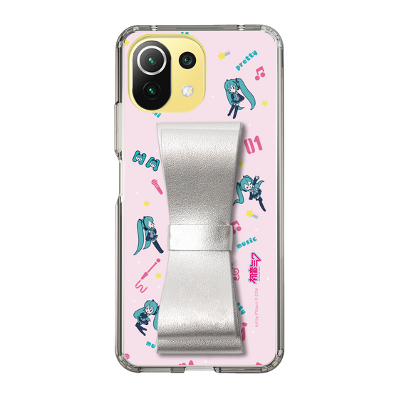 Slim Protection Case - STAND & RING RIBBON Silver［ HATSUNE MIKU - Ribbon - Instrumental - Pink ］
