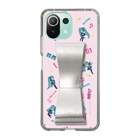 Slim Protection Case - STAND & RING RIBBON Silver［ HATSUNE MIKU - Ribbon - Instrumental - Pink ］