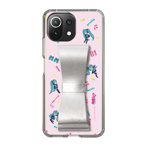 Slim Protection Case - STAND & RING RIBBON Silver［ HATSUNE MIKU - Ribbon - Instrumental - Pink ］