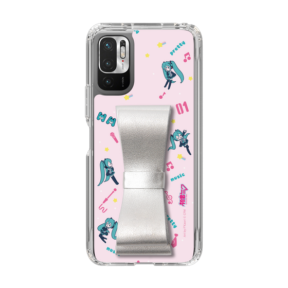 Slim Protection Case - STAND & RING RIBBON Silver［ HATSUNE MIKU - Ribbon - Instrumental - Pink ］