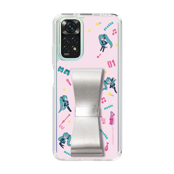Slim Protection Case - STAND & RING RIBBON Silver［ HATSUNE MIKU - Ribbon - Instrumental - Pink ］