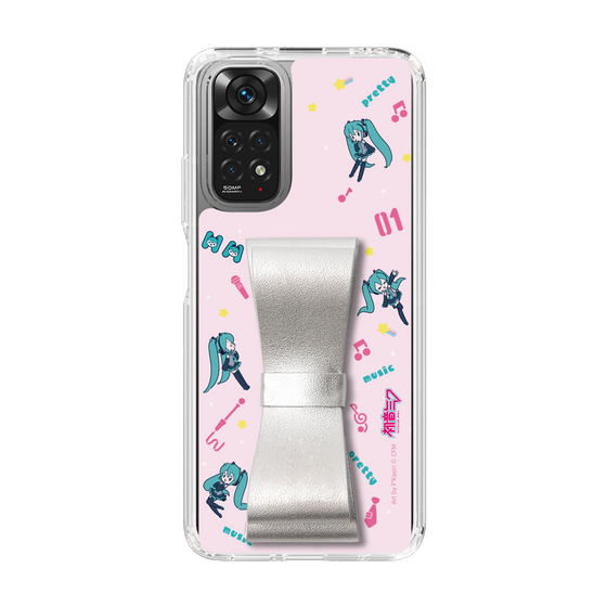 Slim Protection Case - STAND & RING RIBBON Silver［ HATSUNE MIKU - Ribbon - Instrumental - Pink ］