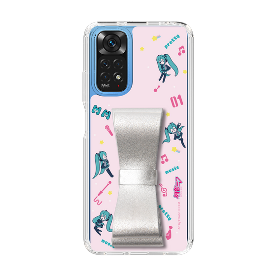 Slim Protection Case - STAND & RING RIBBON Silver［ HATSUNE MIKU - Ribbon - Instrumental - Pink ］