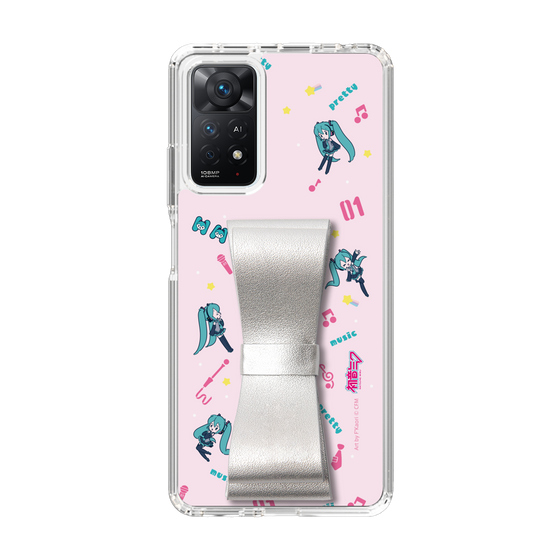 Slim Protection Case - STAND & RING RIBBON Silver［ HATSUNE MIKU - Ribbon - Instrumental - Pink ］
