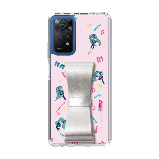 Slim Protection Case - STAND & RING RIBBON Silver［ HATSUNE MIKU - Ribbon - Instrumental - Pink ］