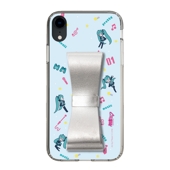 Slim Protection Case - STAND & RING RIBBON Silver［ HATSUNE MIKU - Ribbon - Instrumental - Blue ］