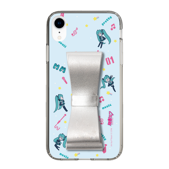 Slim Protection Case - STAND & RING RIBBON Silver［ HATSUNE MIKU - Ribbon - Instrumental - Blue ］