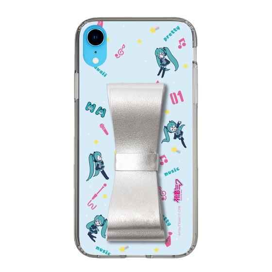 Slim Protection Case - STAND & RING RIBBON Silver［ HATSUNE MIKU - Ribbon - Instrumental - Blue ］