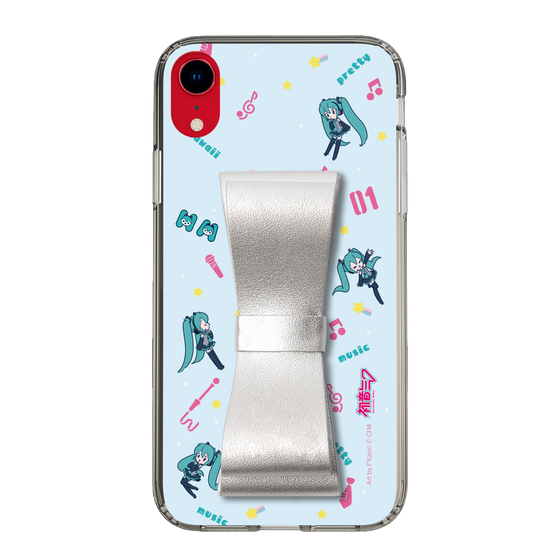 Slim Protection Case - STAND & RING RIBBON Silver［ HATSUNE MIKU - Ribbon - Instrumental - Blue ］