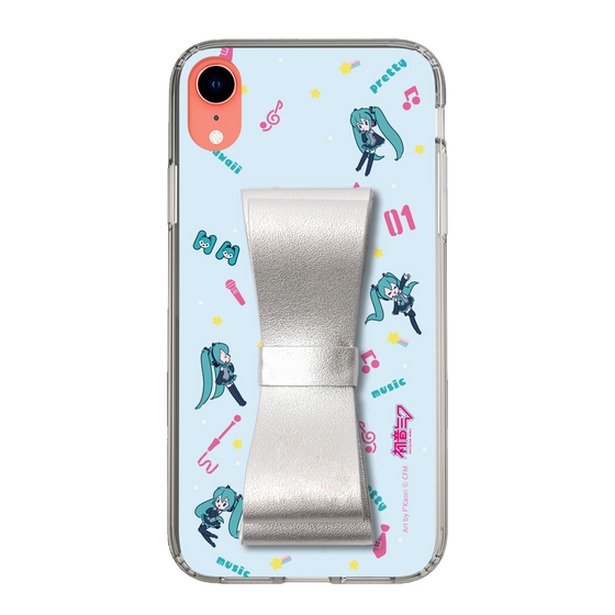 Slim Protection Case - STAND & RING RIBBON Silver［ HATSUNE MIKU - Ribbon - Instrumental - Blue ］