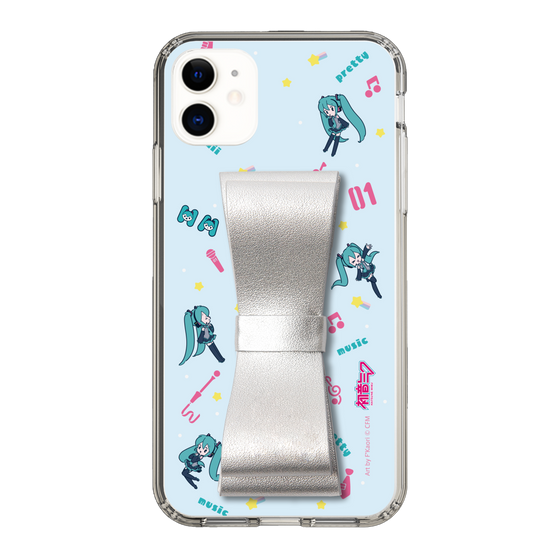 Slim Protection Case - STAND & RING RIBBON Silver［ HATSUNE MIKU - Ribbon - Instrumental - Blue ］