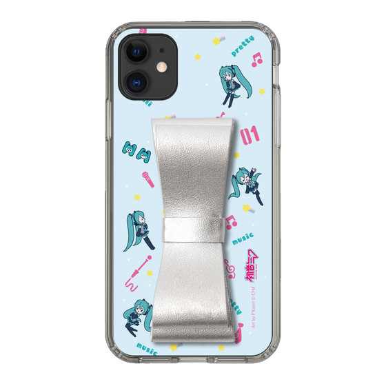 Slim Protection Case - STAND & RING RIBBON Silver［ HATSUNE MIKU - Ribbon - Instrumental - Blue ］