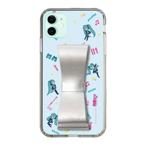 Slim Protection Case - STAND & RING RIBBON Silver［ HATSUNE MIKU - Ribbon - Instrumental - Blue ］