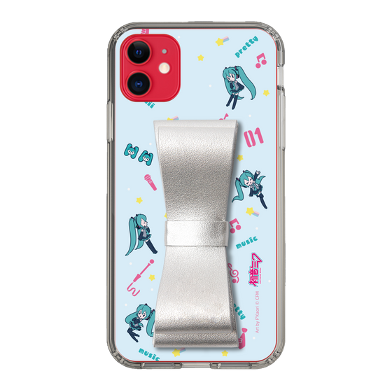 Slim Protection Case - STAND & RING RIBBON Silver［ HATSUNE MIKU - Ribbon - Instrumental - Blue ］