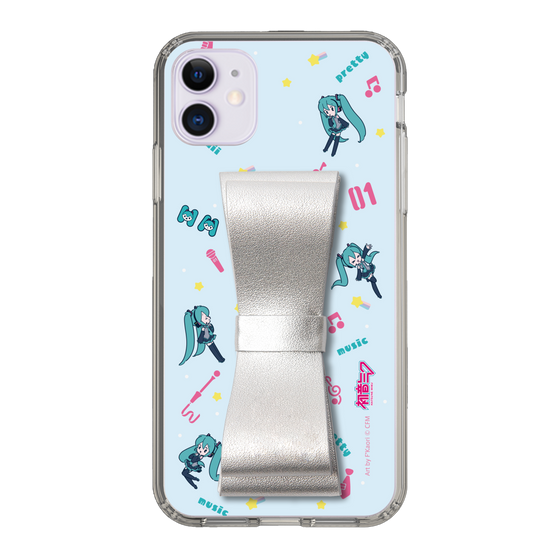 Slim Protection Case - STAND & RING RIBBON Silver［ HATSUNE MIKU - Ribbon - Instrumental - Blue ］