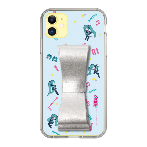 Slim Protection Case - STAND & RING RIBBON Silver［ HATSUNE MIKU - Ribbon - Instrumental - Blue ］