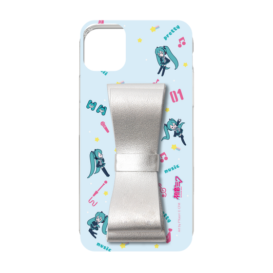 Slim Protection Case - STAND & RING RIBBON Silver［ HATSUNE MIKU - Ribbon - Instrumental - Blue ］
