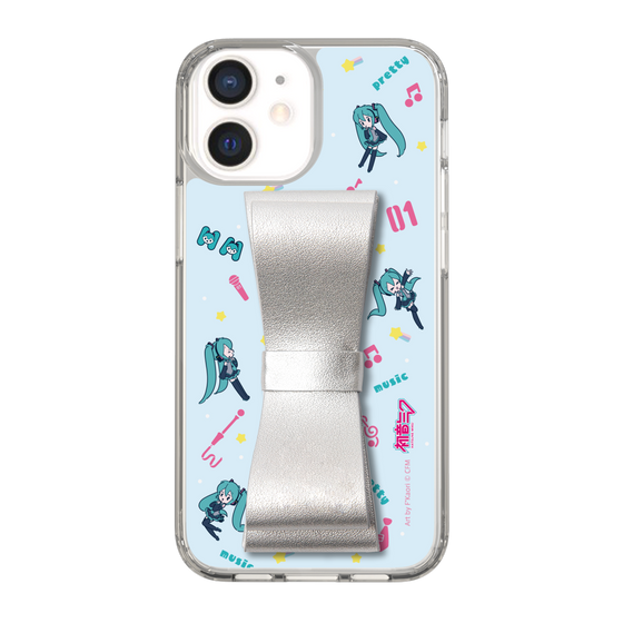 Slim Protection Case - STAND & RING RIBBON Silver［ HATSUNE MIKU - Ribbon - Instrumental - Blue ］