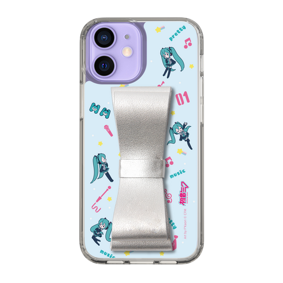 Slim Protection Case - STAND & RING RIBBON Silver［ HATSUNE MIKU - Ribbon - Instrumental - Blue ］