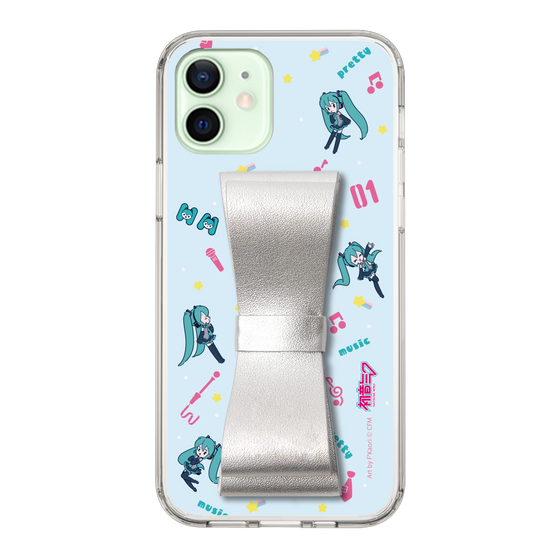 Slim Protection Case - STAND & RING RIBBON Silver［ HATSUNE MIKU - Ribbon - Instrumental - Blue ］