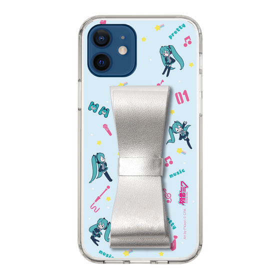 Slim Protection Case - STAND & RING RIBBON Silver［ HATSUNE MIKU - Ribbon - Instrumental - Blue ］