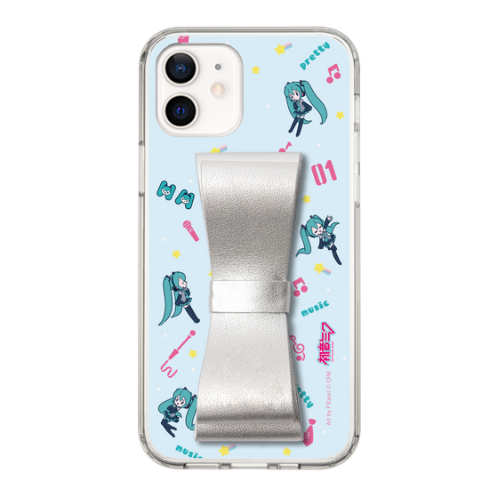 Slim Protection Case - STAND & RING RIBBON Silver［ HATSUNE MIKU - Ribbon - Instrumental - Blue ］