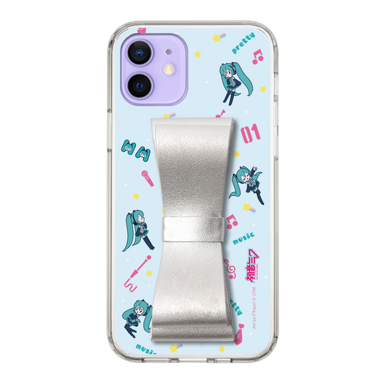 Slim Protection Case - STAND & RING RIBBON Silver［ HATSUNE MIKU - Ribbon - Instrumental - Blue ］