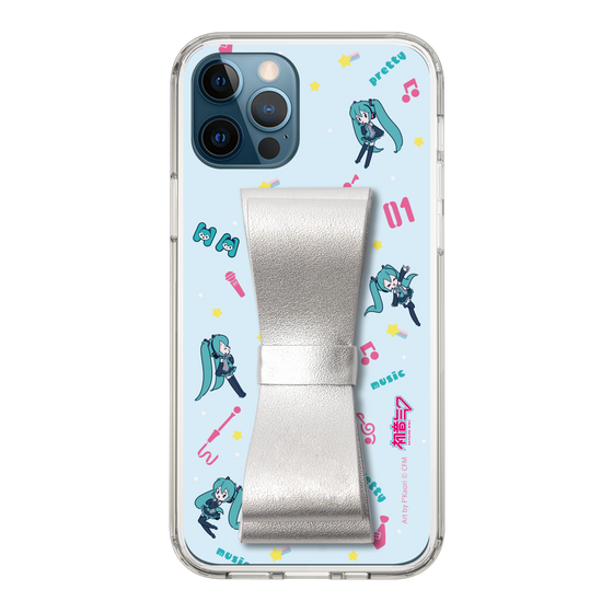 Slim Protection Case - STAND & RING RIBBON Silver［ HATSUNE MIKU - Ribbon - Instrumental - Blue ］