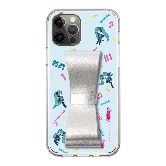 Slim Protection Case - STAND & RING RIBBON Silver［ HATSUNE MIKU - Ribbon - Instrumental - Blue ］