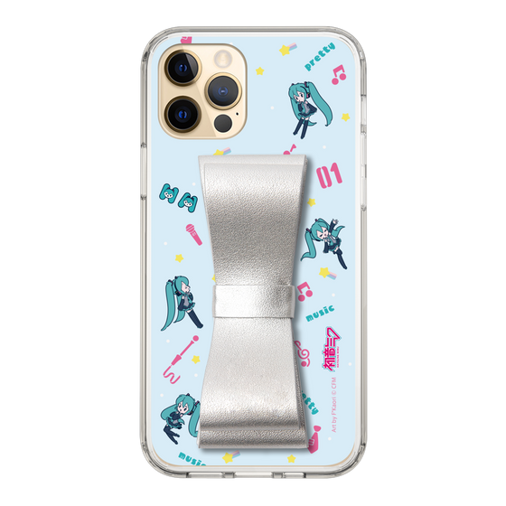 Slim Protection Case - STAND & RING RIBBON Silver［ HATSUNE MIKU - Ribbon - Instrumental - Blue ］