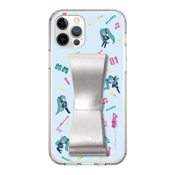 Slim Protection Case - STAND & RING RIBBON Silver［ HATSUNE MIKU - Ribbon - Instrumental - Blue ］