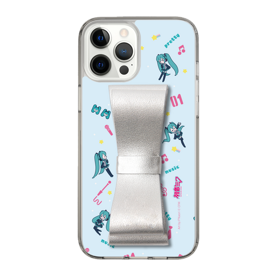 Slim Protection Case - STAND & RING RIBBON Silver［ HATSUNE MIKU - Ribbon - Instrumental - Blue ］