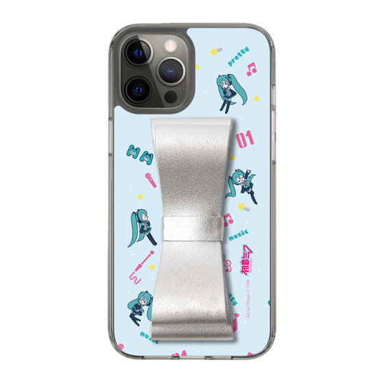 Slim Protection Case - STAND & RING RIBBON Silver［ HATSUNE MIKU - Ribbon - Instrumental - Blue ］